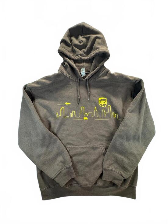 UPS United Parcel Service Brown Graphic Logo Hoodie Sweatshirt Adult Medium